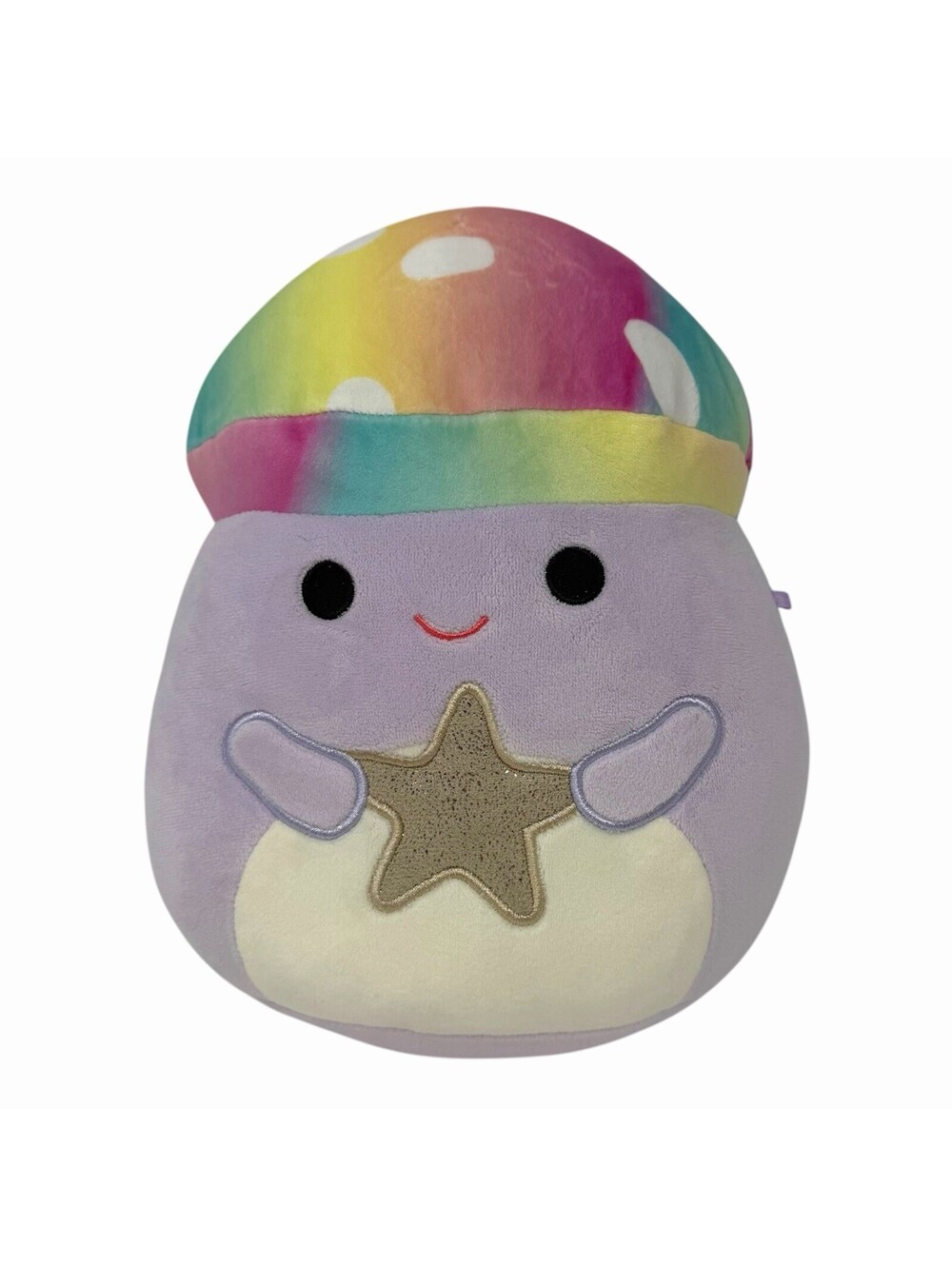 Squishmallows Purple Mushroom Rainbow Tie Dye Cap Gold Star Plush Jazwares